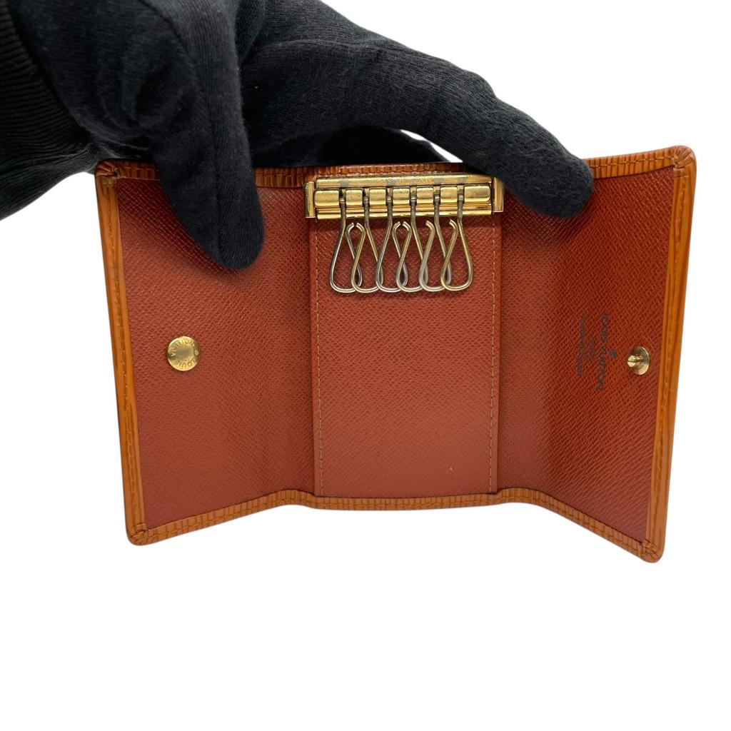 Used LOUIS VUITTONKey holder  Brown leather unisex