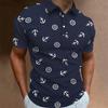 Fashion Mens Polo Shirt Short Sleeve Anchor Patter Mens Designer Clothes Causal Short Sleeve Button Lapel Polo T-shirts Apparel