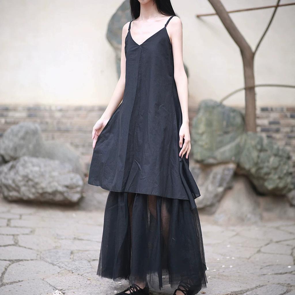 Summer Cotton Hem Yarn Pendulum Suspender Skirt Travel Dress Pure Cotton White Dress