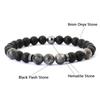 Noter Bracciale da Uomo Fatto a Mano 8mm Onice Pietra Occhio di Tigre Braccialetto di Perline Ematite Guarigione Braccialetto Regalo Uomo Accessori per il Tempo Libero
