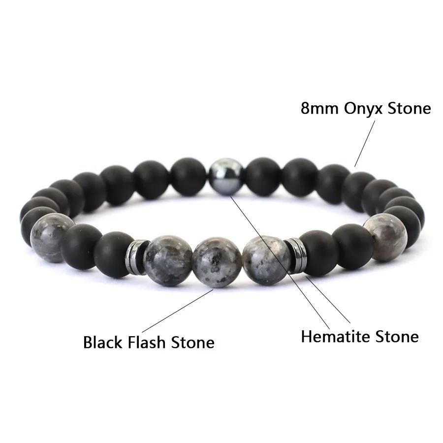 Noter Bracciale da Uomo Fatto a Mano 8mm Onice Pietra Occhio di Tigre Braccialetto di Perline Ematite Guarigione Braccialetto Regalo Uomo Accessori per il Tempo Libero