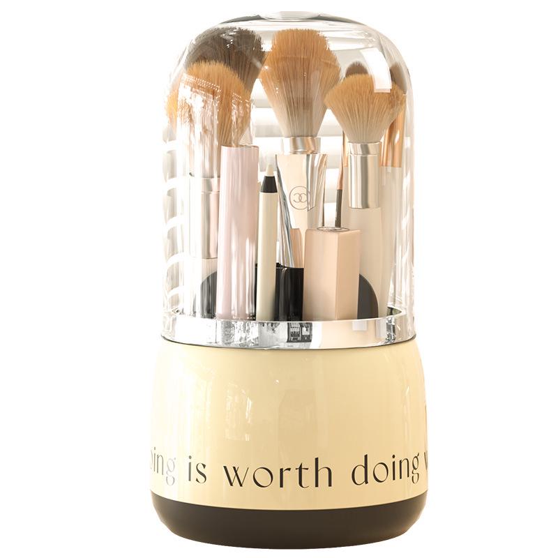 Luxuriöser drehbarer Make-up-Pinsel- & Kosmetik-Aufbewahrungseimer - Staubdichter Halter für Lippenstift & Augenbrauenstift
