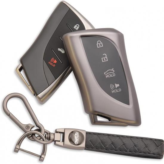 For Lexus Key Fob Cover 4-Button Anti-Scratch Protection Case With Keychain Fit For 2018-2025 ES LS LC UX NX RX GX LX (200T 250H 300H 350H 450H 500H