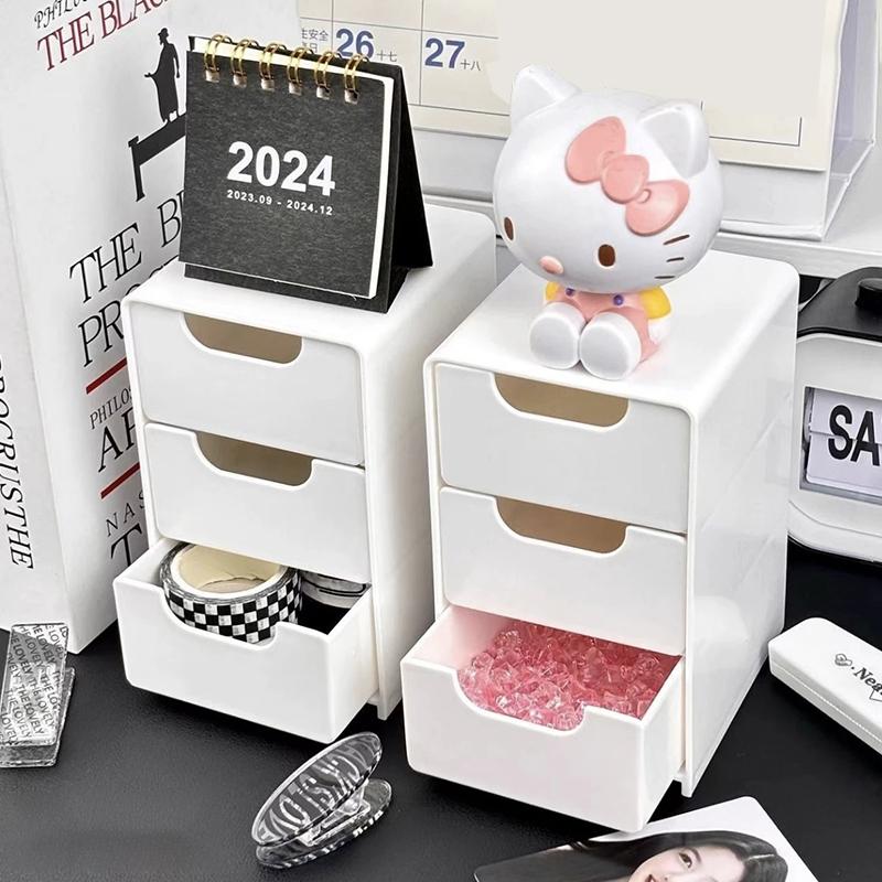 3-Tier Cosmetic Storage Box Organizer With Drawers Multifunctional Countertop Storage For Jewelry Office Supplies