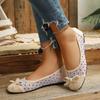 Women Mesh Round Toe Ballet Flats Mary Jane Shoes Lightweight Slip On Casual Footwear with Bow Accent and Low Heel for Daily Wear