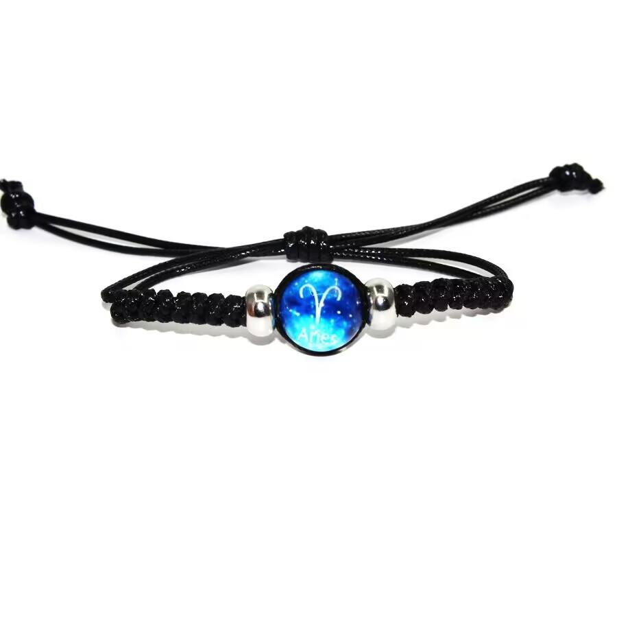 12 Constellation Twelve Constellation Bracelet Hand-woven Adjustable Rope Bracelets For Men Women Black  Bracelet Boy