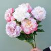 Flexible Artificial Peony Flowers Silk Peony Flower Bouquet 2 Heads Peony Flowers  Living Room
