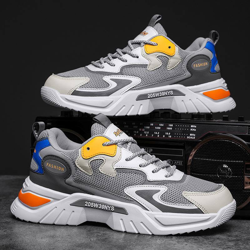 Spring new mesh breathable fashion dad shoes men's low-top lace-up casual sports shoes