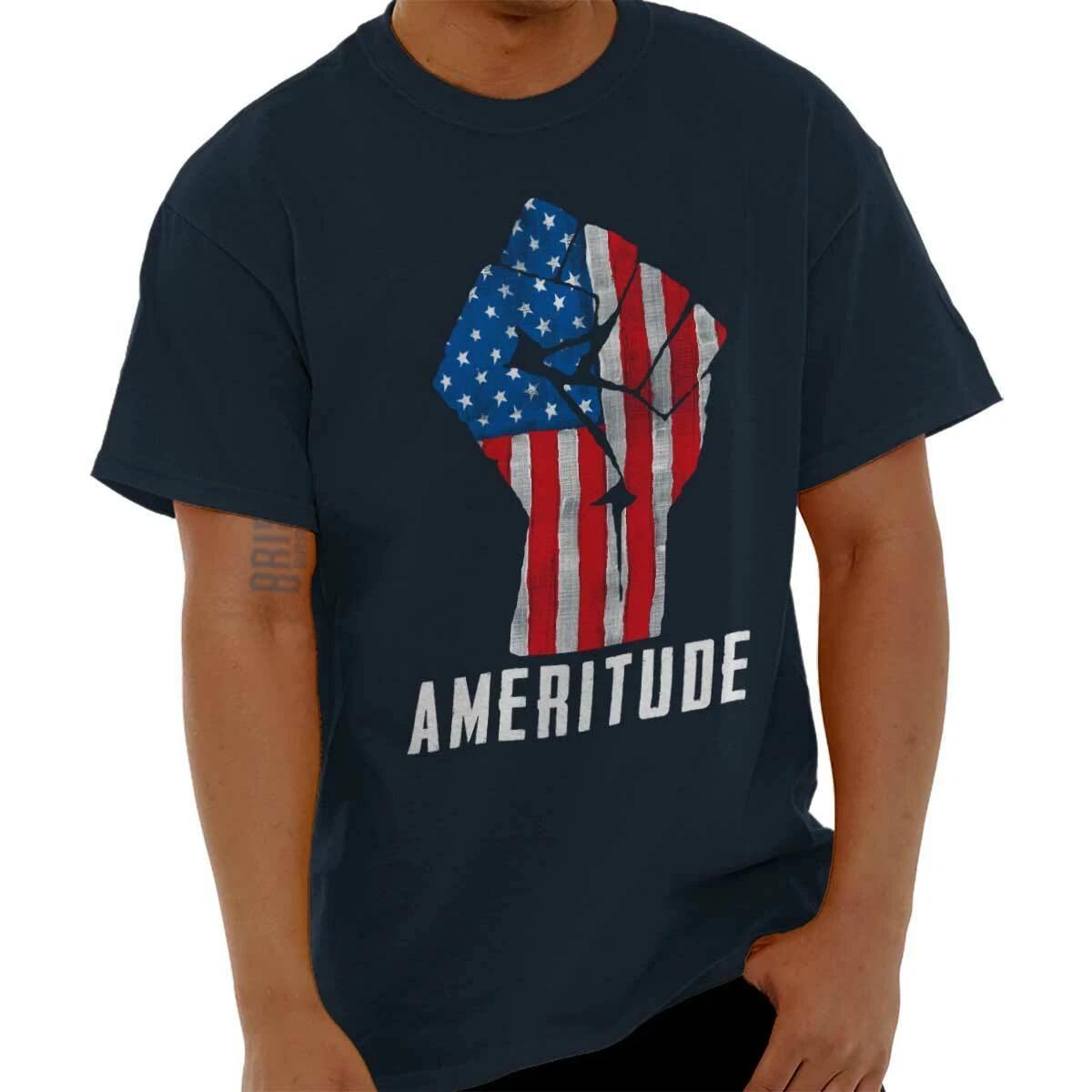 Cool American Attitude USA Flag Protest Fist Womens or Mens Crewneck T Shirt Tee S