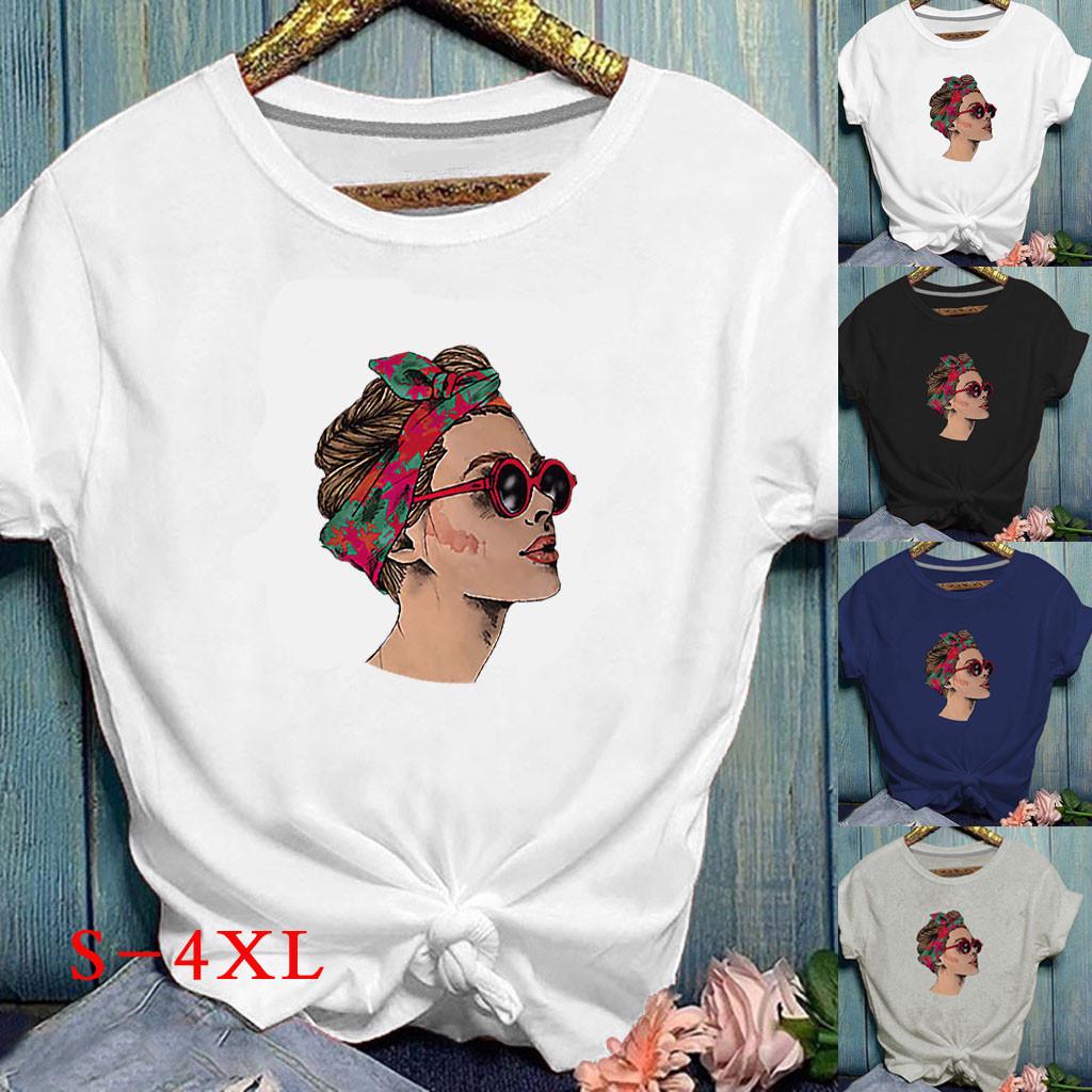 

Fashion Women Ladies Casual Short Sleeve Printed Blouse T-Shirt Tops