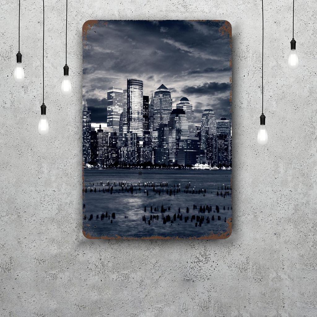 nyc skyline Vintage Metal Tin Signs Posters Decor Retro Metal Plaque Wall Art Decor for Garage Bar