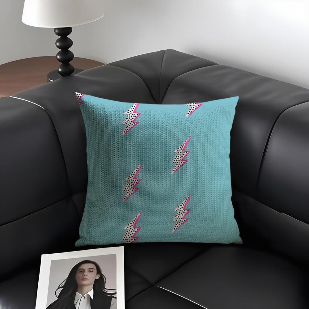 Lightning Fashion Cushion Cover Natural Linen Organic Fabric DoubleSided Printing Sofa Home Decor Gift Pillow Case