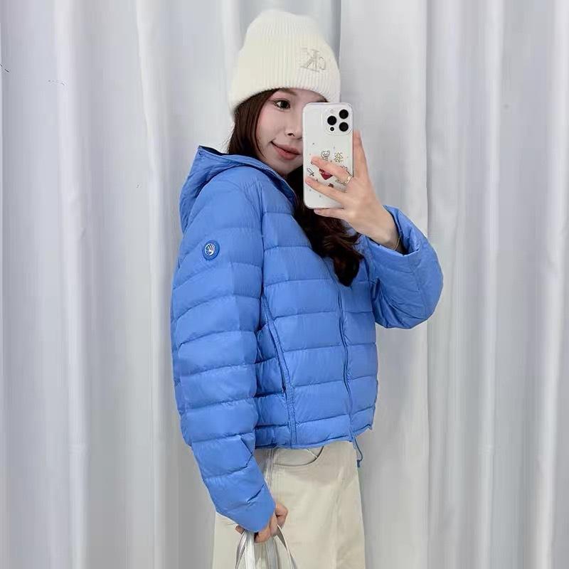 Down Jacket Women's Short Autumn and Winter New White Duck Down Ribs Versatile and Thin Lightweight Hooded Warm Jacket