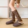 1Pair Cold-Proof Fashion Knitted Personality Stockings Versatile Acrylic Fibers Butterfly Knot Socks High-top
