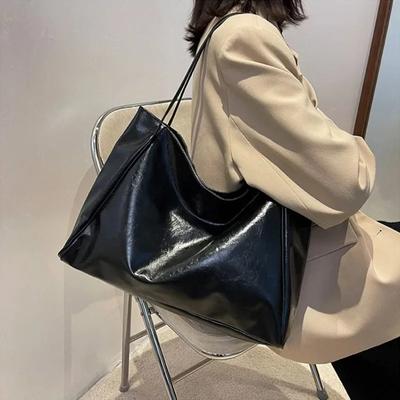 Borsa a tracolla da donna, alla moda, sotto le ascelle, grande capacità, morbida in pelle PU, borsa a tracolla retrò, casual, portatile, secchiello