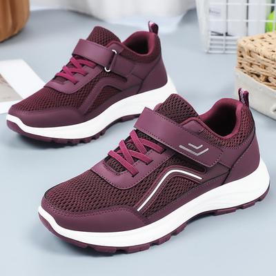 Damesschoenen herfst nieuw ademend wandelschoenen zachte zool geen vermoeide voeten sportschoenen klittenband moeder schoenen mesh casual schoenen