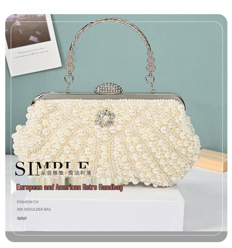 Vintage Chic Pearl Evening Handbag for Women - Ideal for Parties, Banquets, and Formal Events