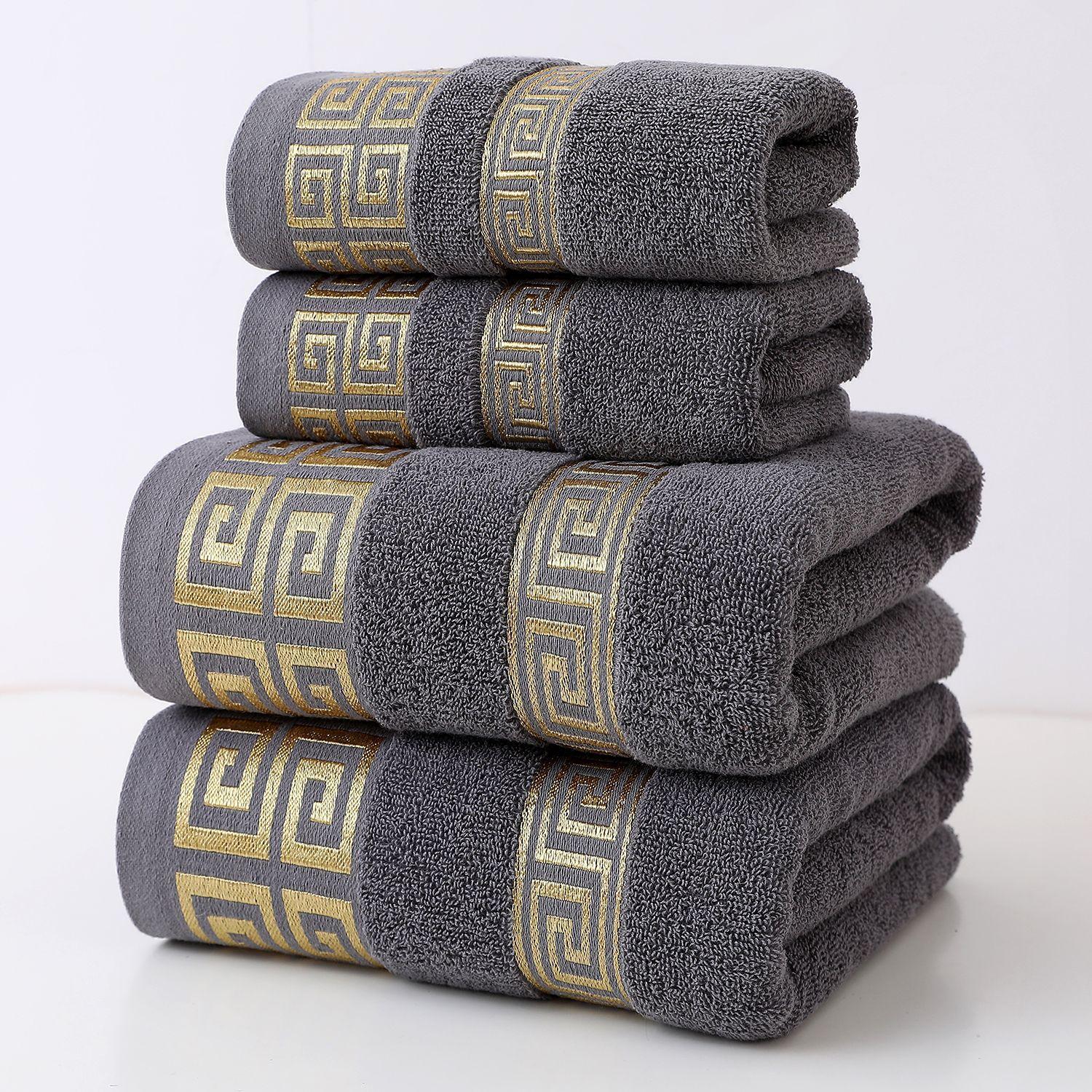 

100% хлопок, высококачественные банные полотенца для лица, белые, синие, мягкие на ощупь, хорошо впитывающие, полотенца для душа, гостиничные, разноцветные, 75x35 см 35*75cm-4PCS серый