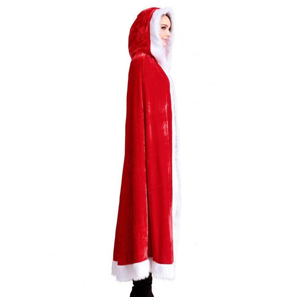 Kids Adult Polyester Windproof Plush Women Hooded Ponchos Xmas Cape Christmas Cloak Cosplay Costume