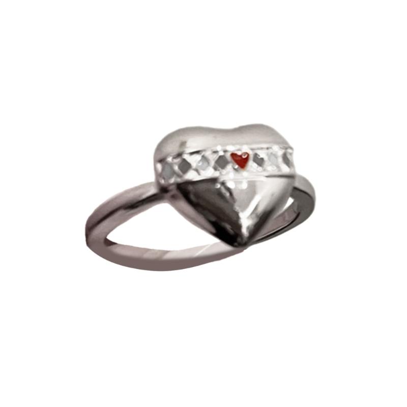 Cool Sweet Heart Open Rings for Women and Girls Adjustable Diamonds Plaids Pattern Ring Christmas Jewelry Gifts