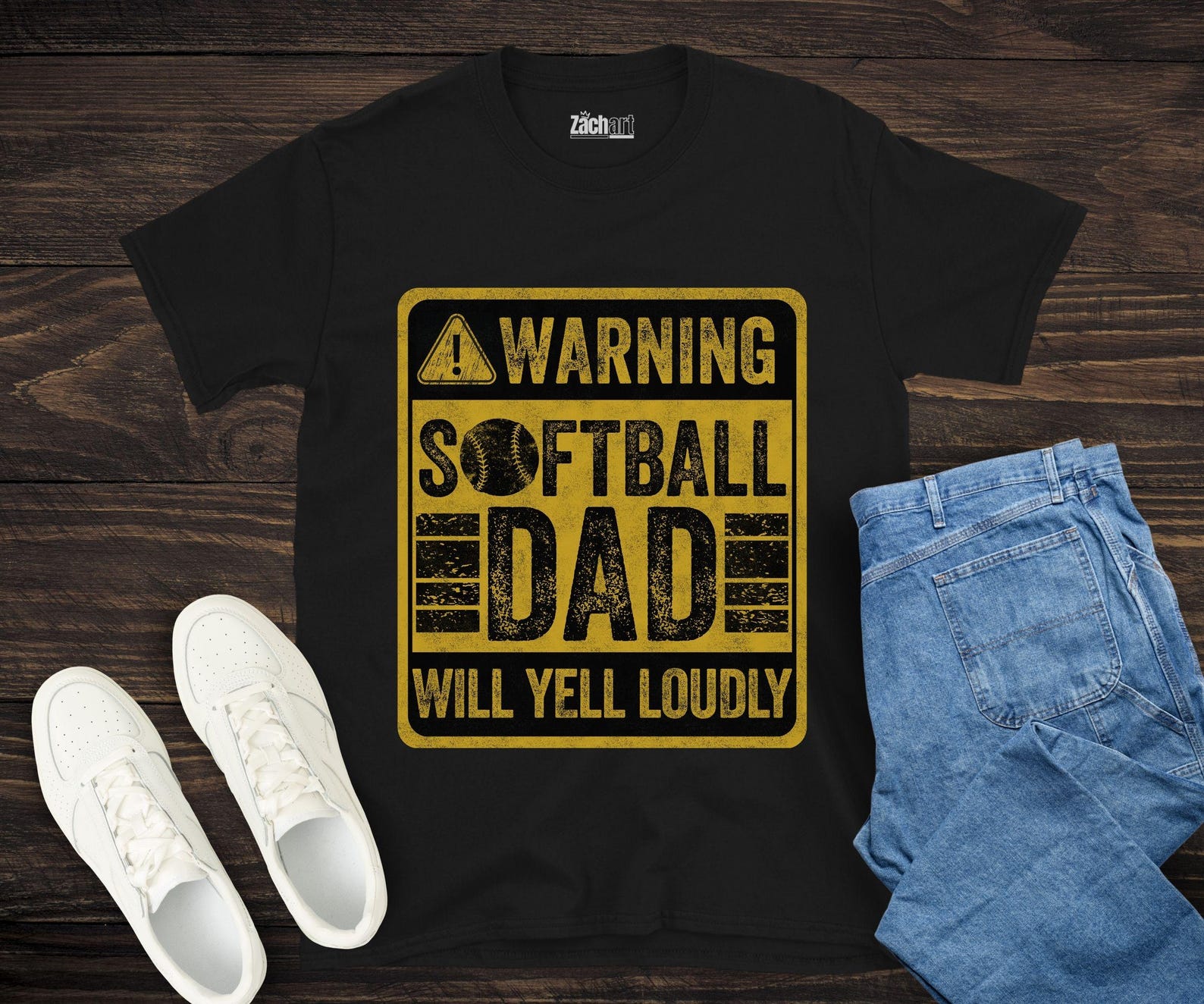 Warning Softball Dad Will Yell Loudly Shirt, Loud Softball Dad Yelling Tee, Funny Father s Day Softball Dad Shirt, Softball Game Day Shirt S