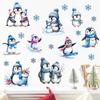 White Christmas Penguin Skiing Snowflake Wall Sticker for Living Room, Bedroom & Entrance - MLC-98
