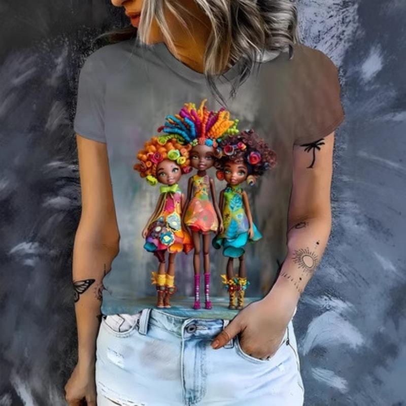 Animal Series 3D Fashion Printed Women's Short Sleeved T-shirt High-definition Three-dimensional Versatile Loose Round Neck Short Sleeved T-shirt