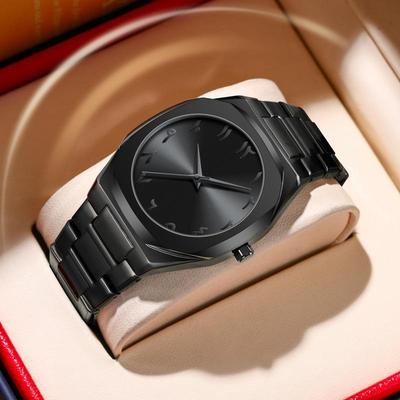 Men's All Black Waterproof Arabic Dial Alloy Quartz Watch