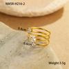GEMCHIC Women's 18K Gold Plated Titanium Steel Geometric Ring with Cubic Zirconia