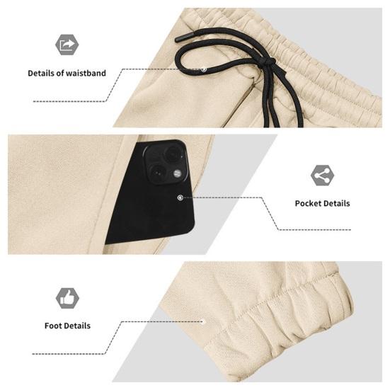 Men Winter Sweatpants Thickened Cargo Pants Warm Casual Baggy Trousers Drawstring Waist Jogger Pants