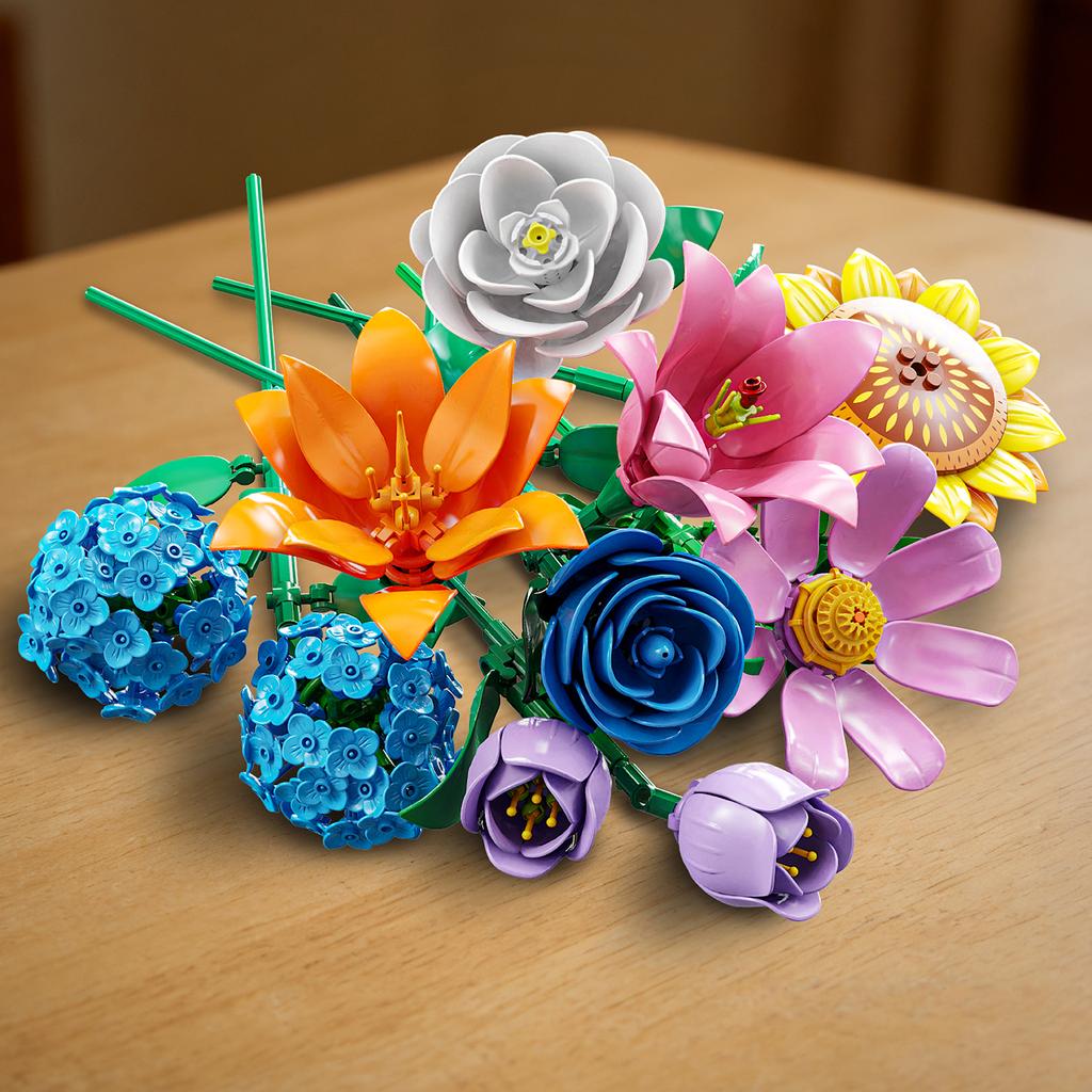 Non-Toxic 8-In-1 Bouquet Building Blocks Toys Model Romantic Flower Bouquet Bricks Toy Set Desktop Ornament Valentine'S Day Christmas Gift