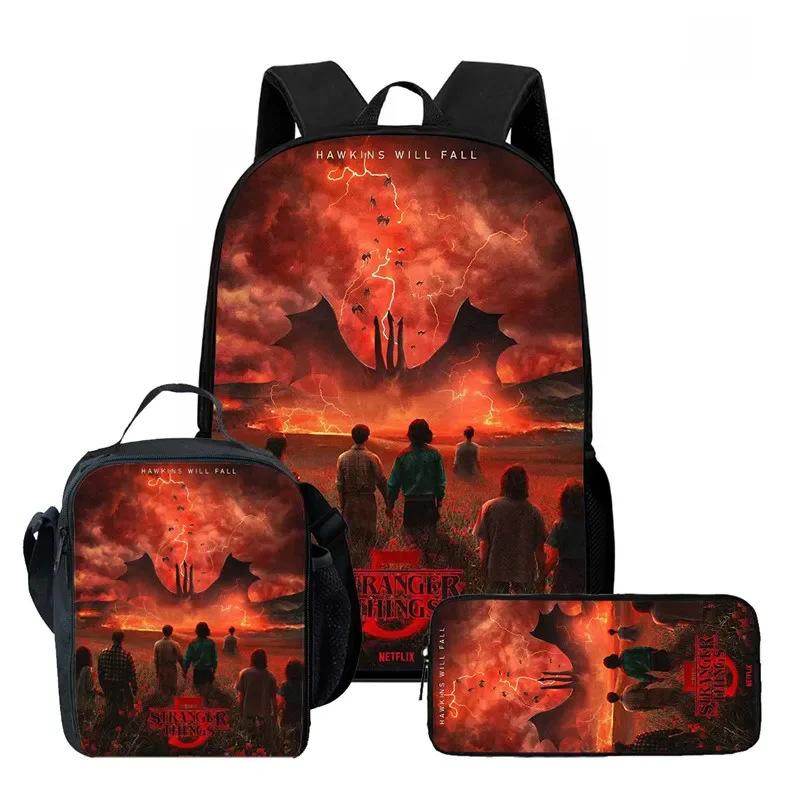 Strangertings Stranger Things Student School Bag Children'S Backpack Satchel Pencil Case