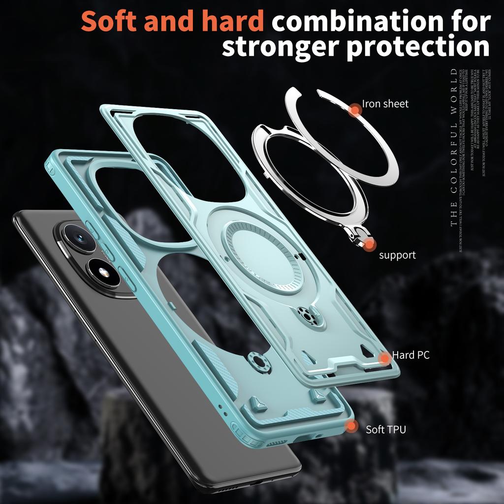 جراب هاتف مغناطيسي بحلقة قابلة للطي ومضاد للصدمات لهاتف شاومي ريدمي نوت 14 13 برو بلس 5G 4G 14S طبقة مزدوجة غطاء حماية من السقوط