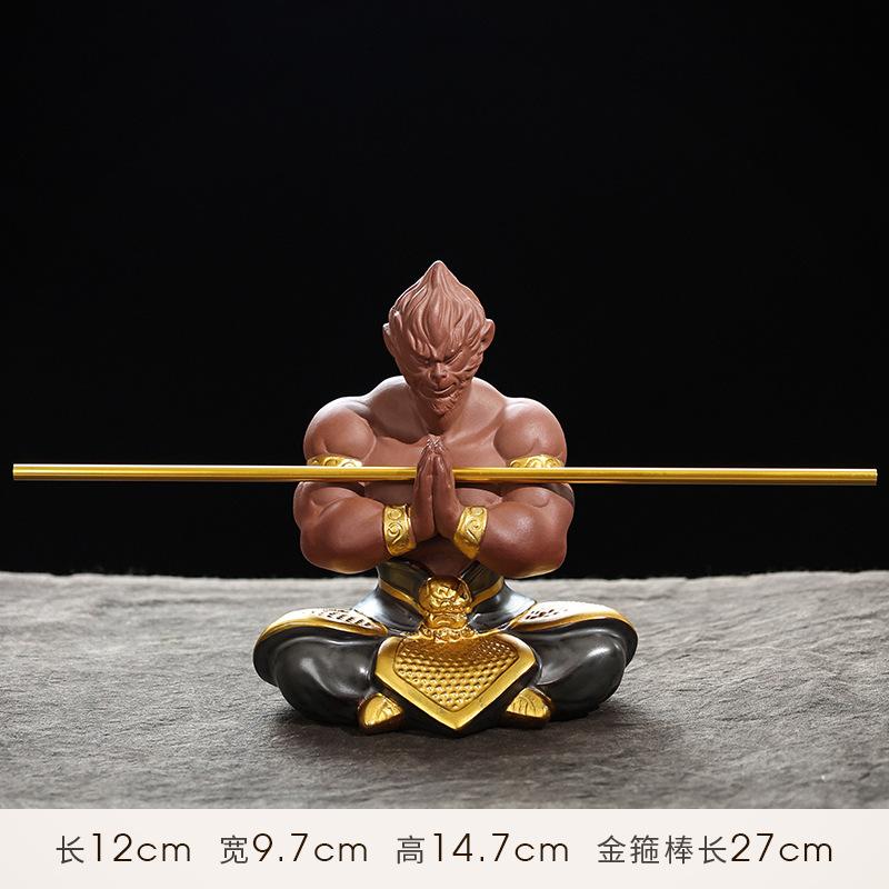 Ceramic Sun Wukong Character Statue, Modern Art Sculpture, Home Living Room, Loft Crafts Gift, Battle God Monkey Statue