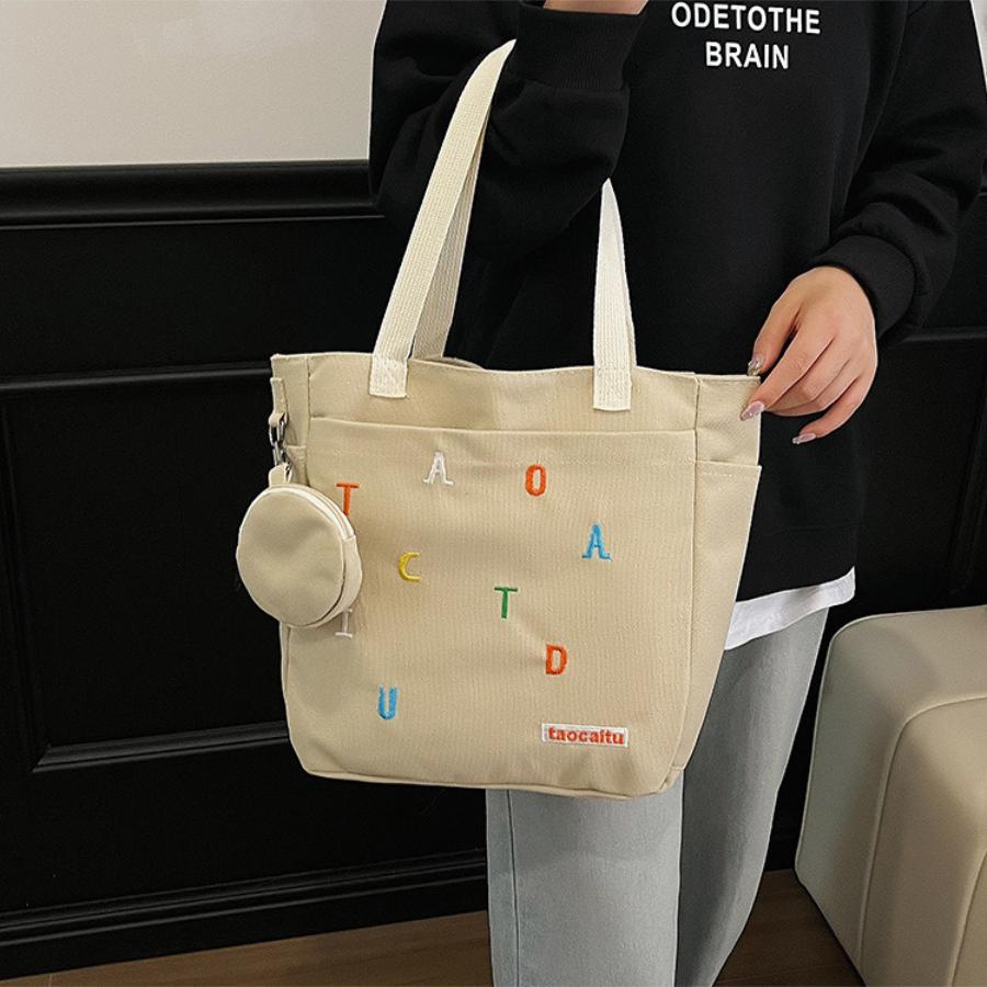 Fashion Letter Print Tote Bag for Women, Large Capacity Casual Shoulder Handbag, Student and Daily Use Shopping Bag