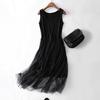 Women Yarn Summer Splicing Dress Sleeveless Boho Beach Sundress Wear Casual