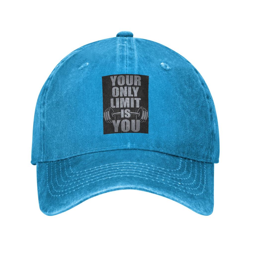 Gym Sport Bodybuilding Workout Motivational Quote Baseball Caps Denim Fabric Hats Casquette Hip Hop Baseball Cowboy Hat Unisex