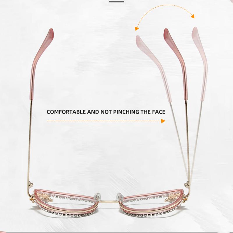 Vintage Sexy Ladies Cat Eye Anti Blue Light Optical Glasses Frames Women Luxury Brand Designer Diamond Pearl Clear Eyeglasses