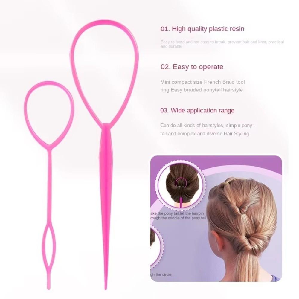 4pcs/set Loop Elastic Hair Bands French Braid Tool Mouse Tail Comb Pointed Tail Comb Hair Braiding Tool Four Piece Set