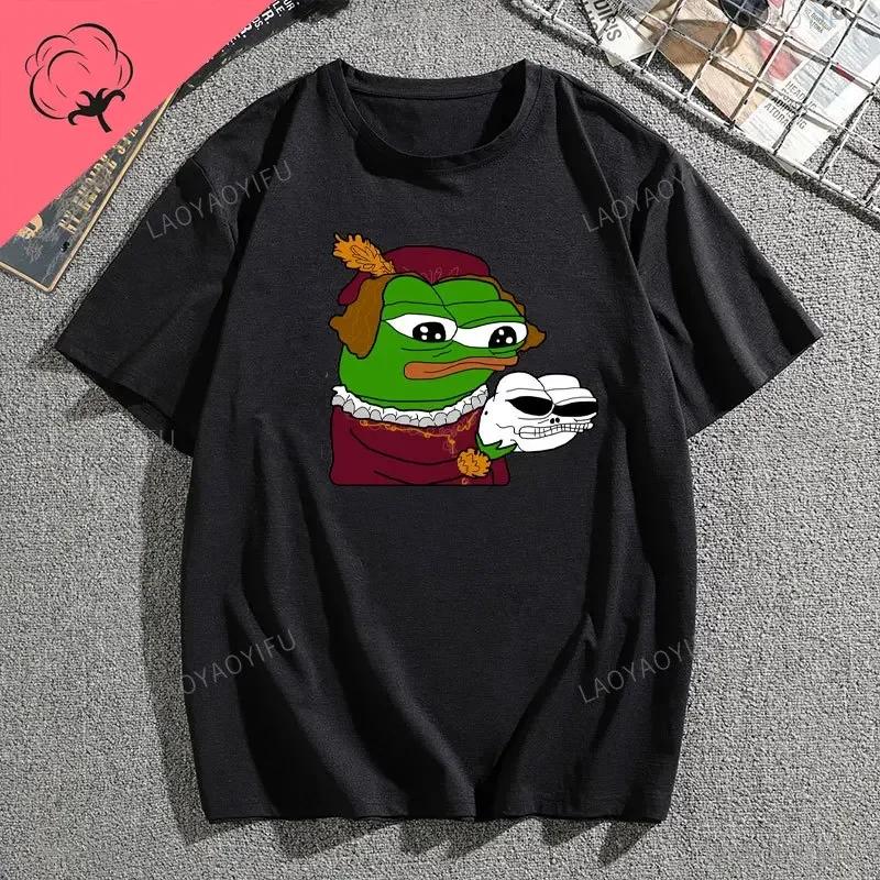 Pe Pe The Frog Meme Emote Cotton Mens Clothing Vintage Fashion Frog Animal Ladies Summer Kawaii Tees Funny Gift Casual Shirt