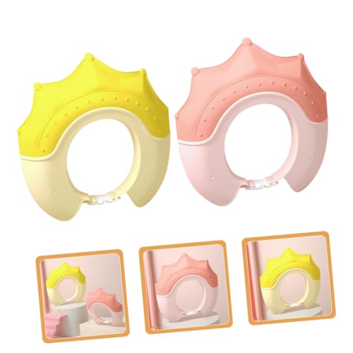 2 Pack Kids Waterproof Shower Cap, Adjustable Ear Protection, Colorful Headband Design, Lightweight & Practical Bathing Cap for Toddlers
