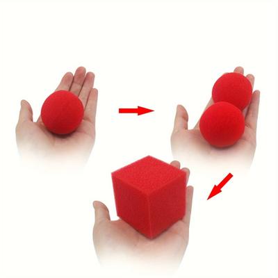 3er-Set magische Schwämme für Anfänger, verwandelbare quadratische und runde Bälle für Party-Tricks, Tischspiele, Scherzartikel, interaktiver Spaß