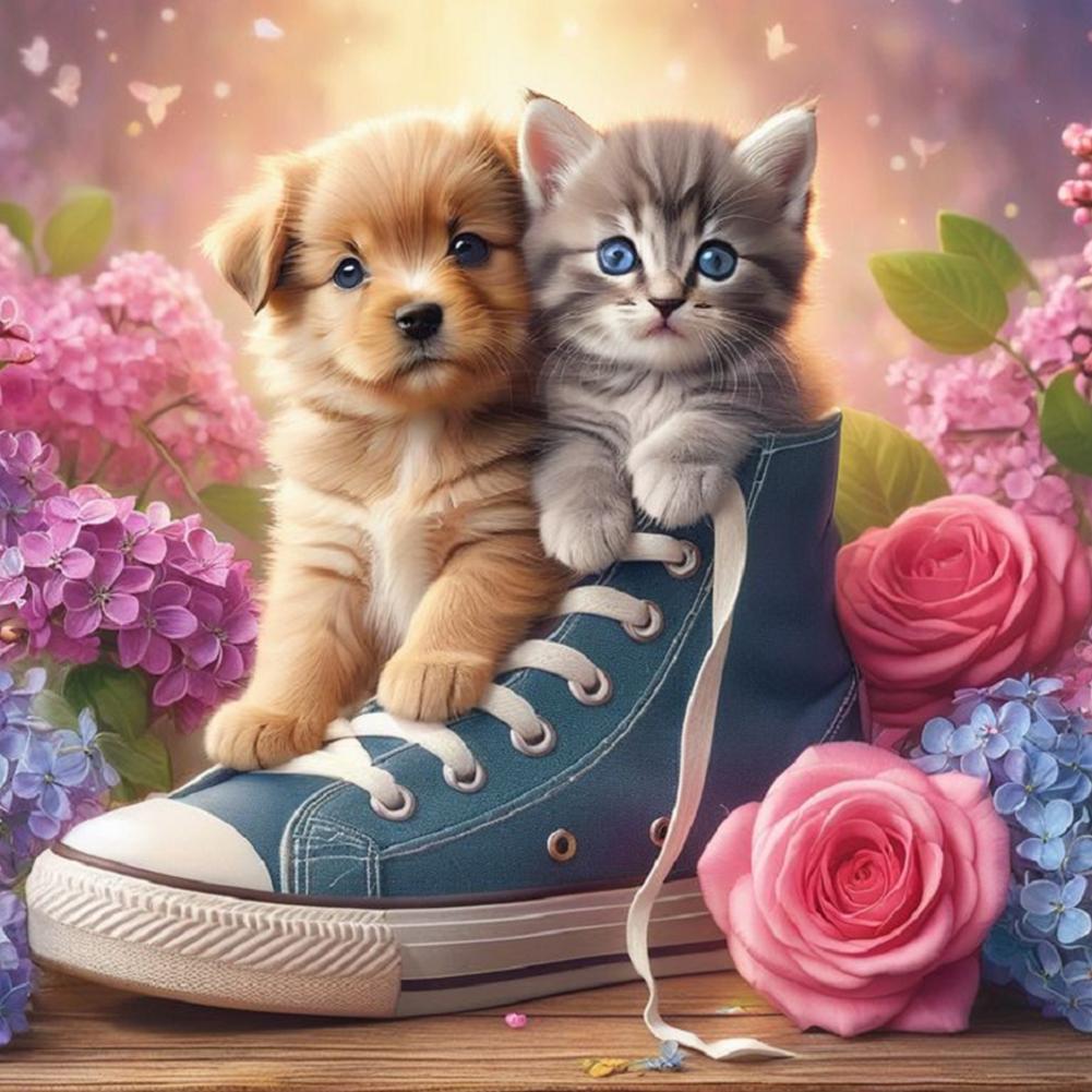 

5D-Diamantgemälde zum Selbermachen Runder Bohrer Katze Hund Heimdekoration Kunst