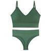 Women's French Wirefree Push-Up Bra Set - Thin, Sexy Triangle Cup Sports Underwear with Beautiful Back Design, Two-Piece.