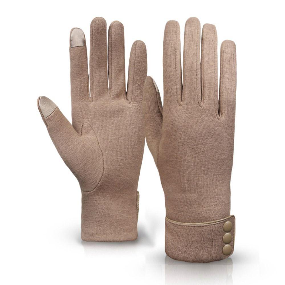 Five Finger Full Finger Mittens Korean Style Cycling Driving Gloves Simple Velvet Gloves Girls