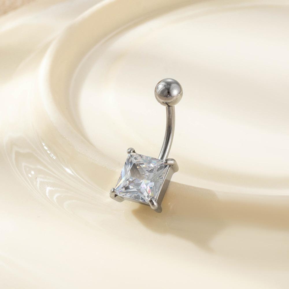 Geometric Navel Piercing Stainless Steel Body Jewelry Elegant Curved Barbell  Daily Wear