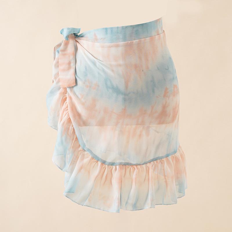 Chiffon Tie-Dye Beach Wrap: Euro-American Style Swimsuit Skirt & Blouse Set