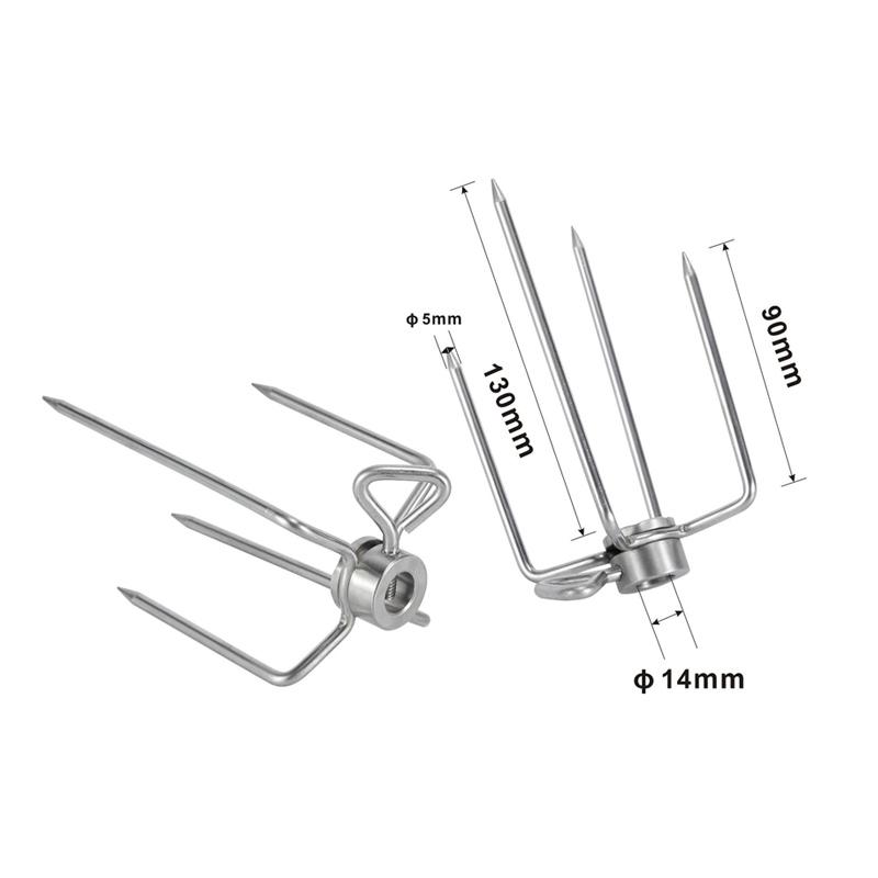 Rotisserie Meat Forks Replacement 304 Stainless Steel BBQ Grilling Forks Fits 1/2" Hexagon & 3/8" and 5/16" Square Spit Rods