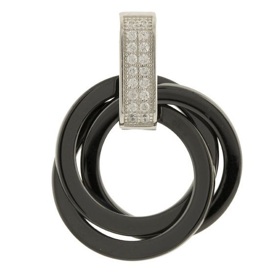 

Silver pendant with ceramics, cubic zirconia (1154304)