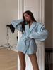 2025 Korean Style Tie-Waist Padded Shoulder Blazer Jacket for Spring/Autumn